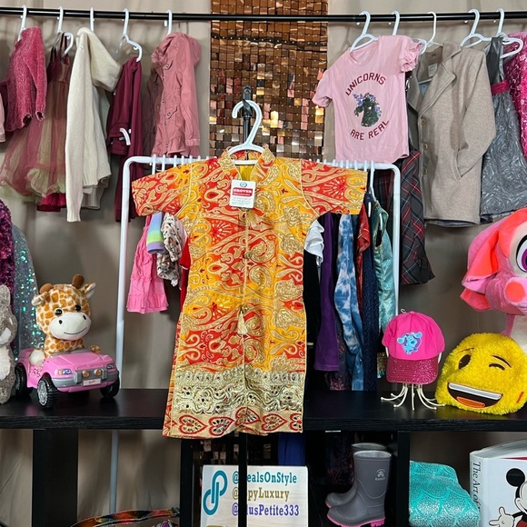 191. NWT Grover Collection Red, Orange Gold Tunic with Crystal Beading Size 22 - Picture 1 of 4